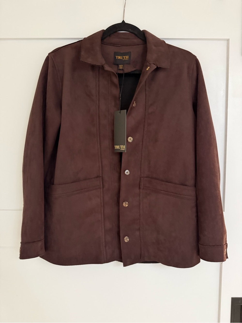 Truth Brown Suede Button-Front Oversized Blazer